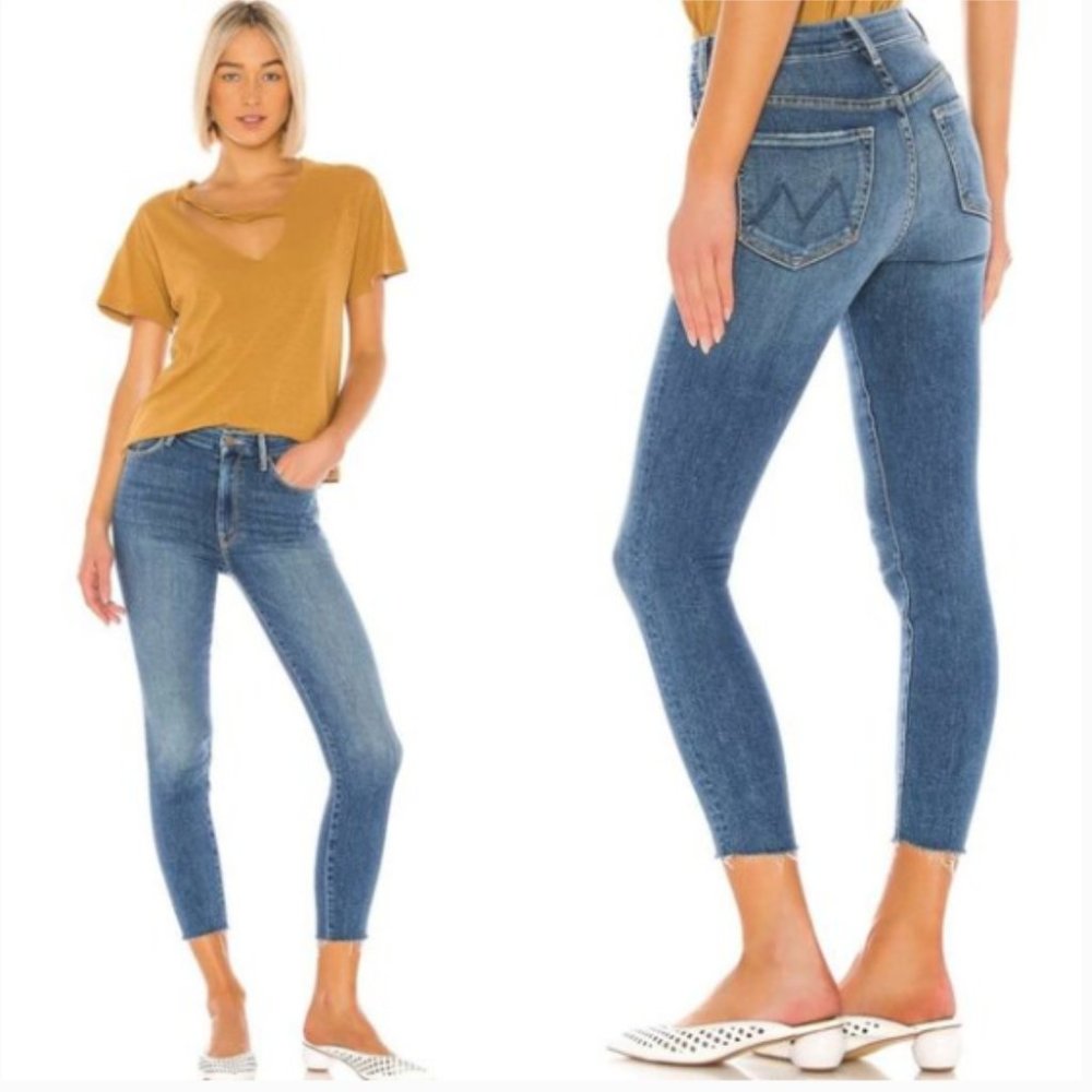 Mother Jeans High Waisted Looker Ankle Fray in Big Sky Wash Size 23